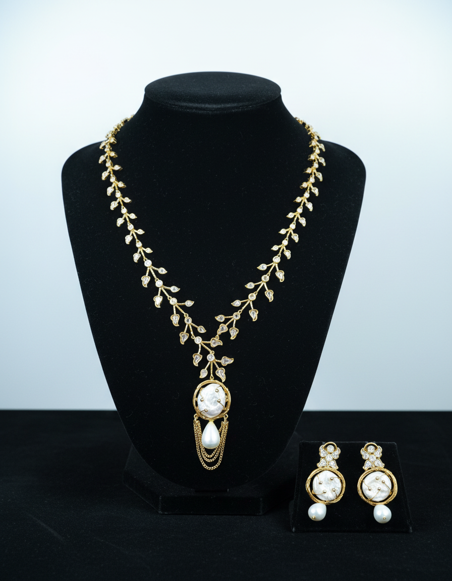 LU'LU EMPRESS PEARL NECKLACE AND EARRING SET